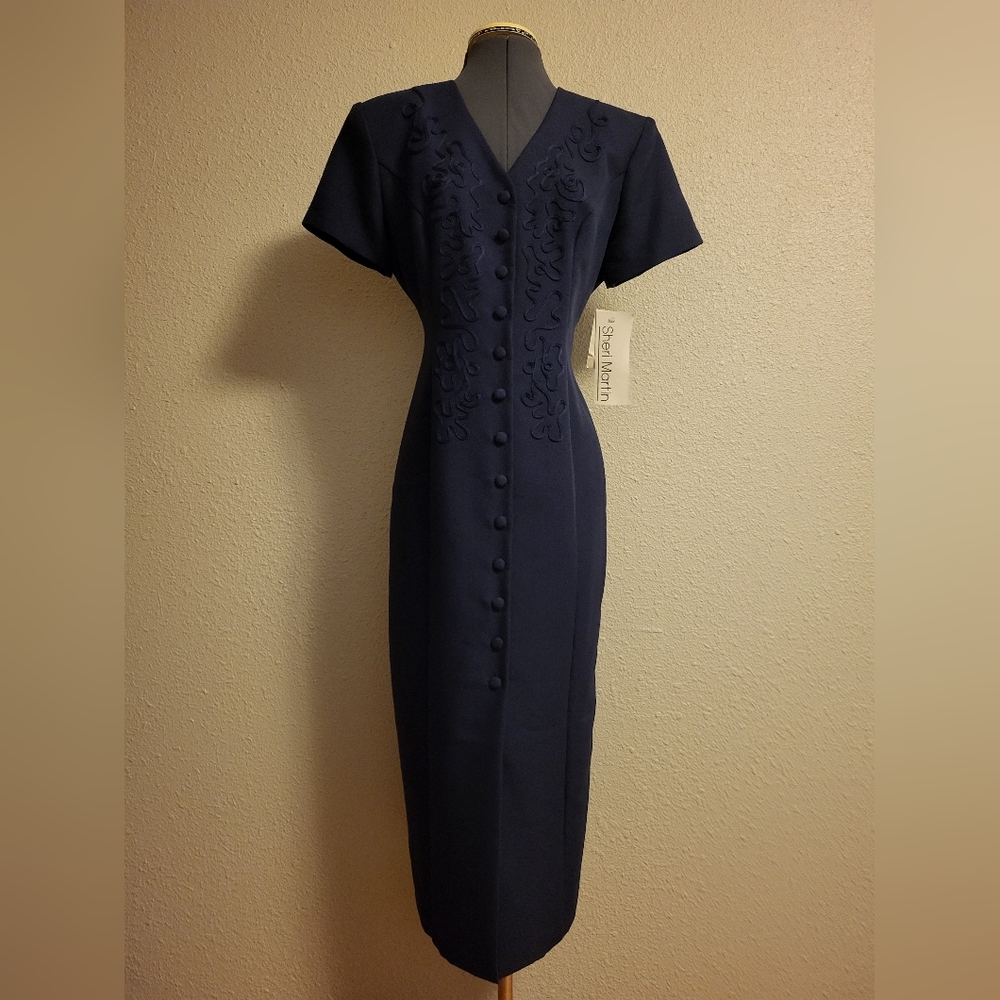 NWT Sheri Martin Blue Button-Up Dress Size 10